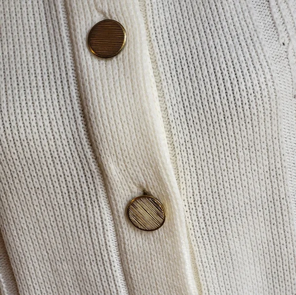 Vintage 70s Acrylic ivory cardigan size medium - Picture 9 of 12